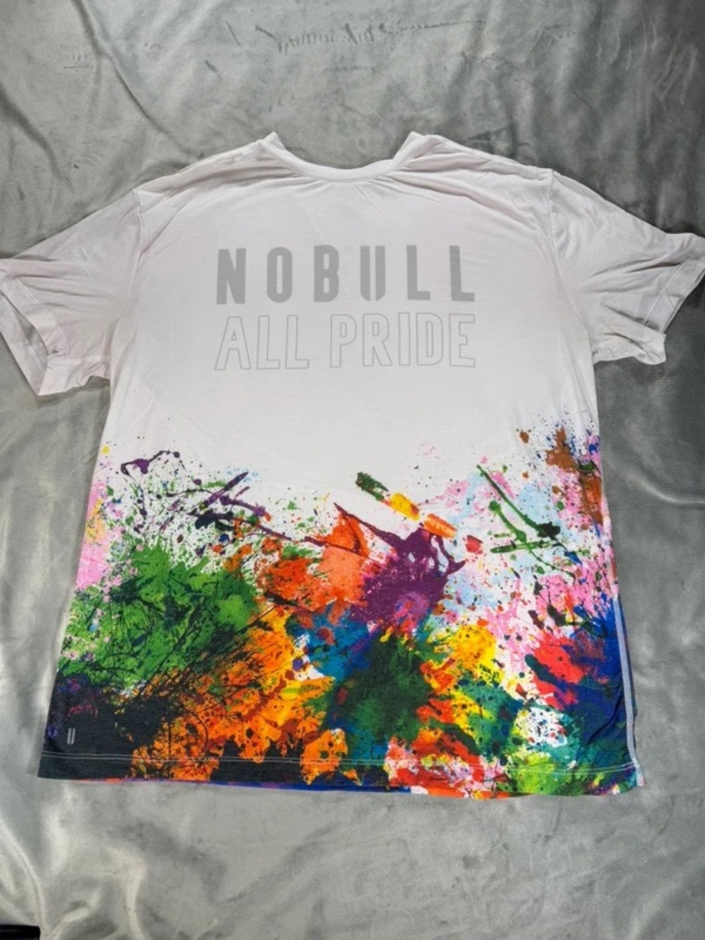 NOBULL White Short-Sleeve Tee with Multicolor Paint-Splash